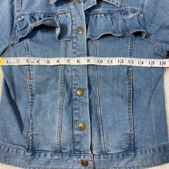 Draper James Ruffle Denim Jacket Size Small - Picture 7 of 7